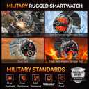 KPEP Military Smart Watches for Men with 2 Straps, 1000mAh Battery/LED Flashlight/IP67 Waterproof Smartwatch, Stress/Blood Oxygen/Heart Rate/Sleep Monitoring, Reminder, Fitness Tracker for iOS Android