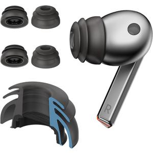 Premium Multi-Flange Eartips for Galaxy Buds3 Pro (Black, Large)  Always Fits, Never Slips