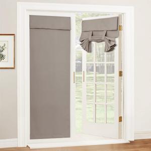 RYB HOME Blackout Door Curtain Extra Wide- Privacy Thermal Insulated Tricia/Front/Door/Patio French Window Curtains Sidelight Curtain Tie up Shade, W26 x L80 inch, 1 Panel, Sand