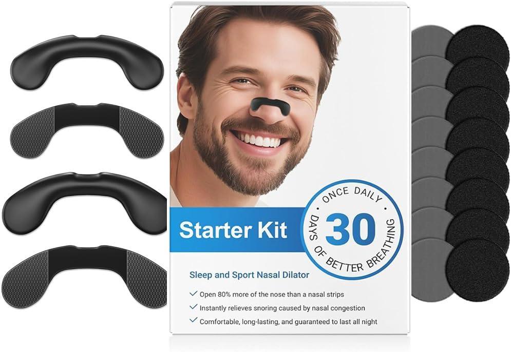 2026 Breathing Nasal Strip Starter Kit (30 Count, Black), Boost Oxygen Uptake, Reduce Snoring, Improve Sleep Quality, Sweat Resistant, Safe Nasal Strips Extra Strength Snoring Solution
