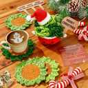 Set of 6 Cute Crochet Coasters Handmade Succulent Plant Coasters Crochet Plant Pot Coaster with Inspirational Message,Drink Cup Mats for Home Office Table Decor,Crochet Gifts for Plant Lovers