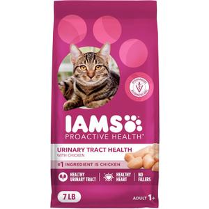 IAMS Proactive Health Dry Cat Food, Urinary Tract Health, Adult Cat Food Dry Recipe with Chicken, 7 lb. Bag (EXP 03/22/27)