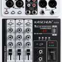Professional 4-Channel DJ Audio Mixer, Bluetooth Sound Board with USB MP3 Input & 48V Phantom Power for Karaoke, Podcasting, Live Streaming & Home Recording