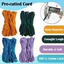 Ewparts Macrame Plant Hanger Kit with Instruction Book Tutorials Metal Rings 4mm Macrame Cord Green/Purple/Orange/Blue Pre-Cutted for Making 4 Macrame Plant Hangers Macrame Kit for Adults Beginners