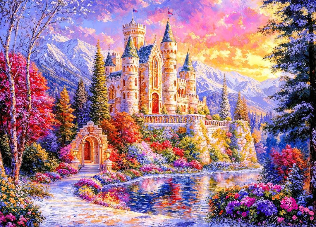 Romantic Castle Jigsaw Puzzles for Adults 500 Pieces Colorful Landscape Jigsaws 500 Piece Puzzles for Adults