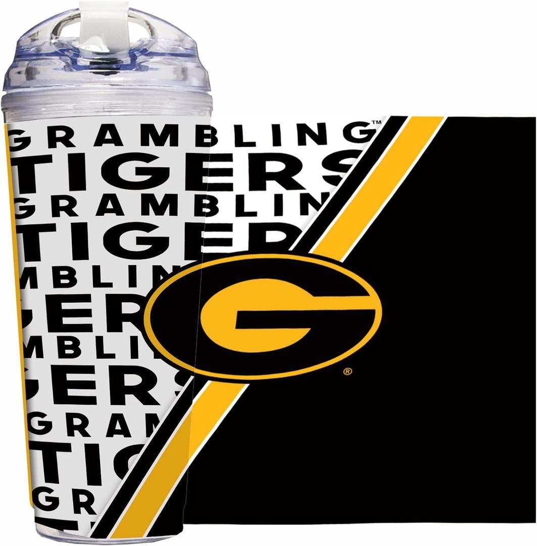 Rico Industries NCAA Standard 24oz Acrylic Tumbler with Hinged Lid, Officially Licensed Double Wall Tumbler with Straw