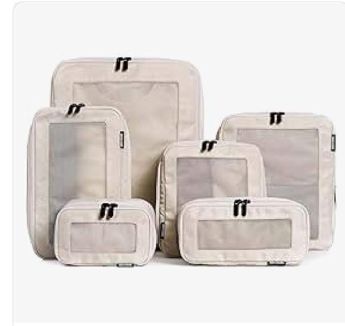6Pack Large Compression Packing Cubes for Travel  Lightweight Compression Packing Cube Set, WaterResistant Luggage Organizer Bags & Suitcase Organizers, Travel Cubes for CarryOn, Checked Luggage