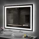 LED Mirror for Bathroom, 48x36 Inch Backlit + Front Lighted Bathroom Vanity Mirror with Lights for Wall, Double Light Strips, 3 Colors, Shatter-Proof, Anti-Fog and Brightness Memory