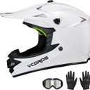 VCOROS Kids Dirt Bike Helmet Youth Motorcycle Helmet, M-001 Kids Motorcycle Full Face Helmet for ATV BMX UTV Off-Road Dirtbike Helmet with Goggles Gloves DOT Approved