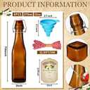 Tioncy 8 Pcs 12 oz Amber Swing Top Glass Bottles for Vanilla Extract Homemade Flip Top Glass Bottles with Lid and Label 2 Funnels for Syrup Beer Brewing Fermentation Kombucha Vinegar Kefir