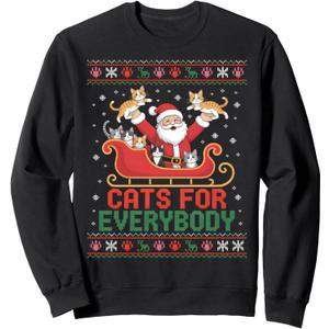 Cats For Everybody Funny Cat Ugly Christmas Sweatshirt Sweatshirt 2XL