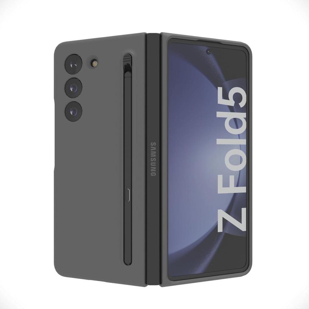 Cmpatible with Samsung Galaxy Z Fold 5 Case with S Pen,Made from Plastic PC Material, Featuring a New Compact S Pen and Pen Holder