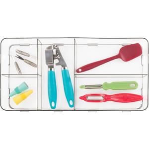 iDesign Interlocking 5-Section Drawer Organizer for Kitchen, Bathroom or Desk Drawers, Clear