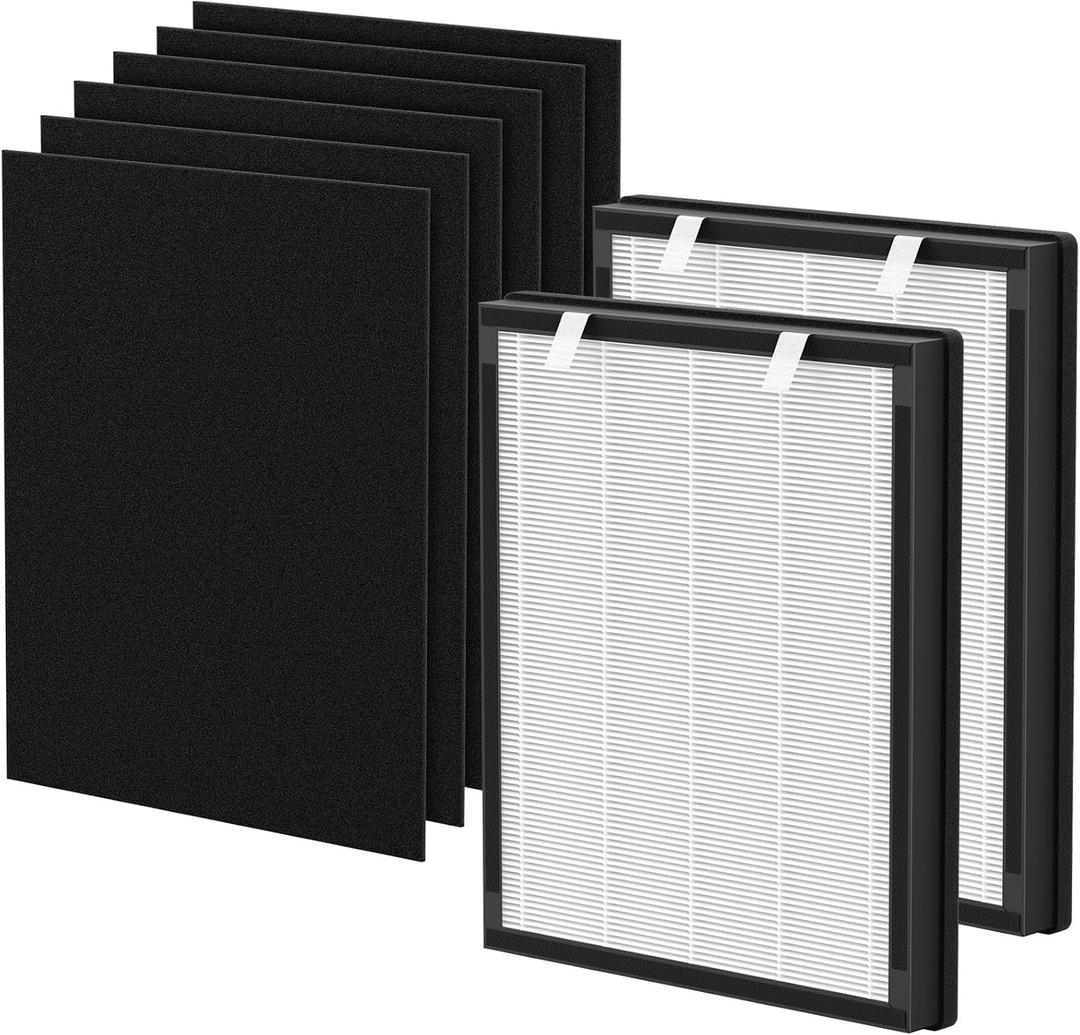 True HEPA Replacement Filter Compatible with uahpet Pet Air Purifier Slim, for Home Large Rooms, Pet Household, Includes 2 HEPA Filters and 6 Washable Pre-Filters
