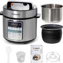 Fullwill Electric Pressure Cooker 6QT Dual Pots, 12 in 1 MultiFunction Cooker with 304 Stainless Steel & Ceramic Pots, Pressure Cook, Soup, Porridge, Yogurt, Meat Stew, Rice, Poultry, Beans and More (silver)