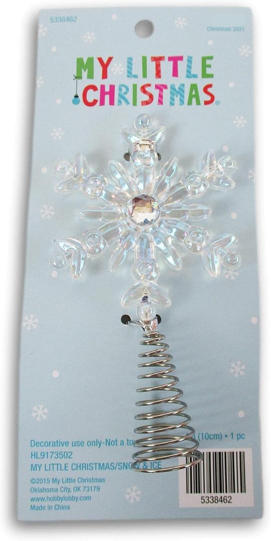 Mini Iridescent Snowflake Tree Topper - 2.5 x 4.25 inch, Silver