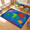 Drydiet 11.8 x 6.6 ft Classroom Rug Elementary Daycare Rug World Map