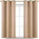 BGment Curtains 45 Inch Length 2 Panels Set for Bedroom, Grommet Thick Linen Look Burlap Textured Light Filtering Privacy Window Drapes for Farmhouse Living Room, 42 x 45 Inch, Tan