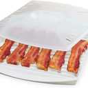 PrepSolutions Microwavable Bacon Grill, White  Nonstick, Easy-Clean Design, 1 Piece (Medium)