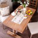 ARTABLE Lace Tablecloth - Linen Color Embroidery Country Farm Elegant Coffee & Dining Tablecloth (14 x 36 Inch, Colorful Plants)