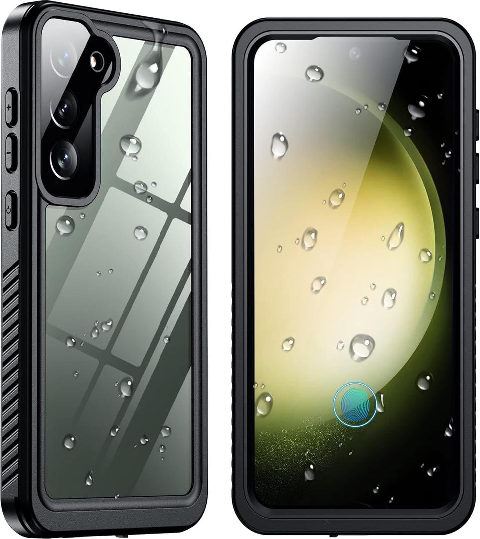 SPIDERCASE Designed for Samsung Galaxy S23 Case Waterproof,Built-in Screen & Camera Lens Protector[IP68 Underwater][Military Grade Shockproof] Full Body Protection Phone Case, Black/Clear