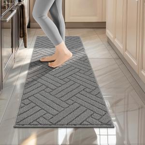 Kitchen Rugs and Mats for Floor,20"x59"Kitchen Runner Rug Non Skid Absorbent Resist Dirt Comfort Standing Mat for Entryway,Hallway, Front of Sink,Machine Washable,Grey (1'8" x 4'11" (Runner))