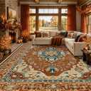 Washable Area Rug, Red/Orange/Blue/Brown