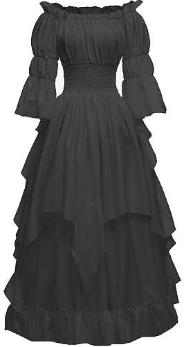 Abaowedding Women's Gothic Witch Dress Medieval Renaissance Costume Victorian Dress, XL