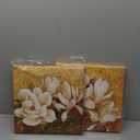 Pyradecor Magnolia Flowers Modern 2 Piece Stretched Floral Canvas Prints Oil Paintings Artwork Style Brown Pictures on Canvas Wall art for Living Room Bedroom Home Decorations
