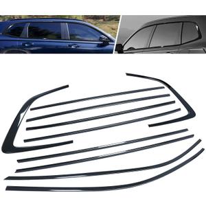 10pcs Lower Window Molding Trim Strip Fit for Honda CRV CR-V 2023 2024 Door Window Frame Cover Trims, Stainless Steels Glossy Black
