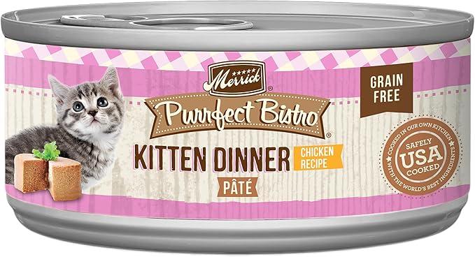 Merrick Purrfect Bistro Grain Free Premium Soft Canned Pate Chicken Wet Cat Food, Kitten Dinner Recipe - (Pack of 24) 3 oz. Cans best by: Aug 2027