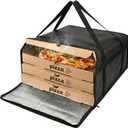 19.6" x 19.6" x 5.9" Insulated Pizza Delivery Bag with Zipper Closure, Thermal Food Carrier for Hot & Cold Meals, Reusable Delivery Bag for Catering, Transport & Home Use, Black (1 Pack)