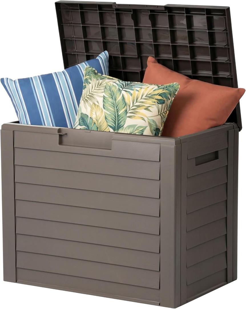 IRIS USA 35 Gallon Outdoor Deck Box, Lockable, Weather-Resistant, Brown