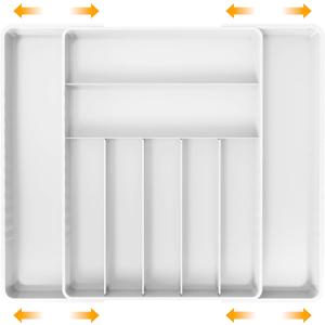Simple Houseware Expandable Kitchen Drawer Flatware Organizer, White
