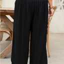 OYOANGLE Women's Plus Size Harem Pants Boho Lounge Pants Loose Fit Barrel Leg Palazzo Trousers (Black, L)