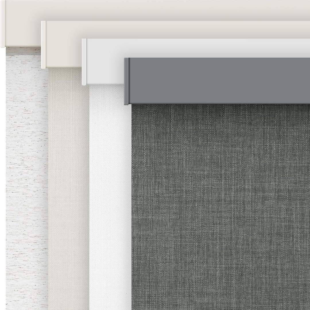 AOSKY Linen Roller Blinds Shades for Indoor Windows Pull Down Cordless Blackout Black Out Window Shade 43 Inch Blinds for Home Dark Grey
