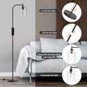 Wio-Mio Industrial Floor Lamp with Glass Shade, Modern Dimmable Floor lamp with Remote LED Bulbs, Tall Lamp for Living Room Corner, Bedroom, Office (Black)