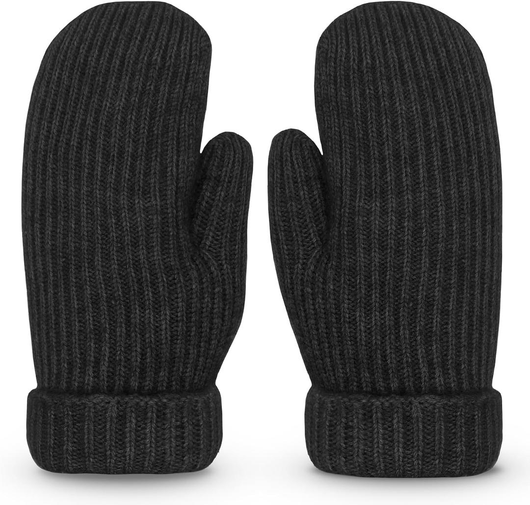 Whiteleopard Men's Winter Gloves Warm Lining Elastic Cuff - Knit Stretchy Cold Weather Warm Knit Thick Gloves Mittens