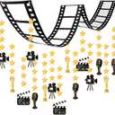 Ctosree Movie Party Decorations Bulk 12 ft Filmstrip Banner Ceiling Decor Night Decorations Kit with 24 Pcs Showing Banner for Bridal Shower Birthday Party Supplies(Movie)