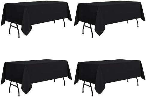 sancua 2 Pack Black Tablecloth 60 x 84 Inch, Rectangle Table Cloth for 4ft Tables - Stain and Wrinkle Resistant Washable Polyester Table Cover for Dining Wedding Banquet Party Buffet Restaurant