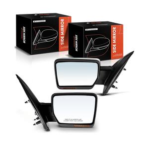 A-Premium Pair (2) Driver and Passenger Side Power Door Mirror - Compatible with Ford F-150 2011-2014 - Heated Power Folding Chrome Outside Rear View Mirror w/Turn Signal & Drive Blind Spot Glass