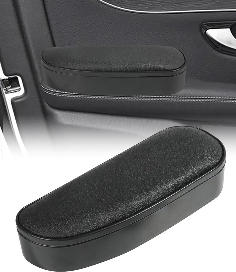 Armrest Cushion,Car Accessories Arm Rest Pads,Auto Side Door Armrest Pillow Relieve Driver Arm Fatigue,Soft Aoto Armrest Pillow with Storage Box,Suitable for Most Cars,Trucks,SUVs,RVs (Black)