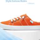 Obtaom Women Canvas Mules Memory Foam Clipper Fashion Sneakers Comfortable Slip-On Mule Backless Holiday Shoes(Orange,US11)