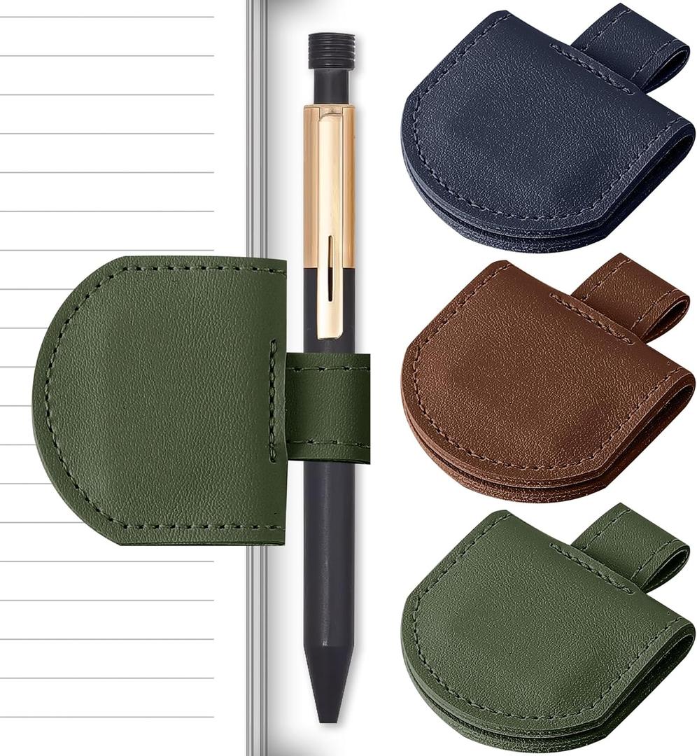 Magnetic Pen Holder for Notebook - 3 Pcs Leather Magnetic Bookmarks Holder for Reading Women, Book Lover Gifts for Bookish, Standard Size