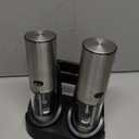 Electric Salt and Pepper Grinder Set with Easy-to-Carry Charging Base and LED Light, Automatic Salt and Pepper Grinder Set, USB Rechargeable, Adjustable Coarseness, Washable Container