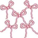 5pcs Light Pink Bow Balloons Coquette Birthday Decorations, Giant Pearl Baby Pink Bow Foil Mylar Balloon for Girls Women Bow Themed Party Decor Baby Shower Bridal Wedding Bachelorette Party Supplies