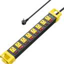 Power Strip with Individual Switches - 8 Outlet Heavy Duty Power Strip with Cord Manager,1200J Surge Protector Home Office Garage Industrial