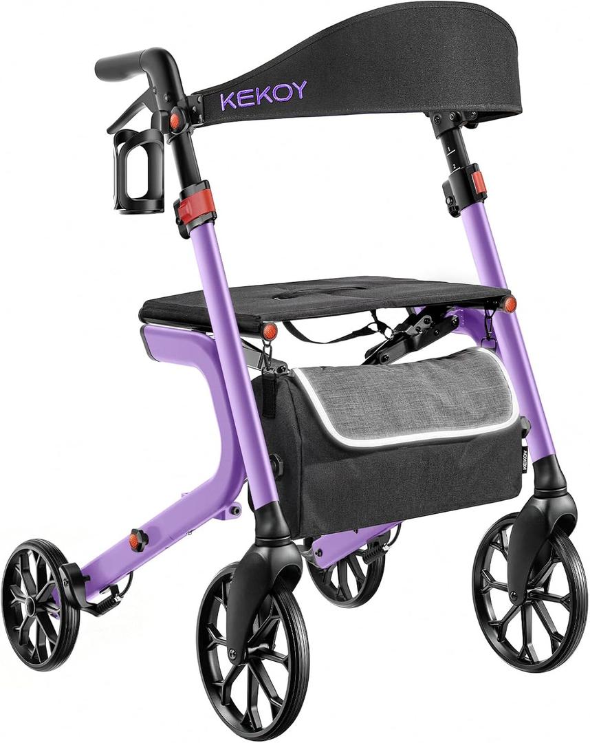KEKOY Rollator Walkers for Seniors with Seat, 400lb Foldable Walker-Purple