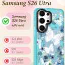 Lotadilo Cute Case for Samsung Galaxy S26 Ultra for Women Girls - Funny Ink Butterfly Design Compatible with Magsafe Magnetic Ring Holder Kickstand Fashion TPU Phone Covers