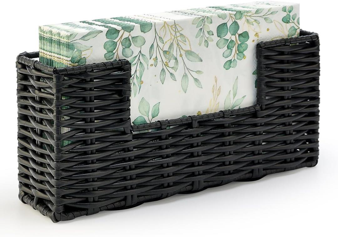 Vertical Black Paper Guest Towel Holder for Bathroom Napkin Holders Disposable Hand Towel Stand Modern Napkin Holders Tray for Kitchen Table Face Guest Towels Napkins Dispenser Bathroom Tissue Holder (9" x 2.3" x 4")